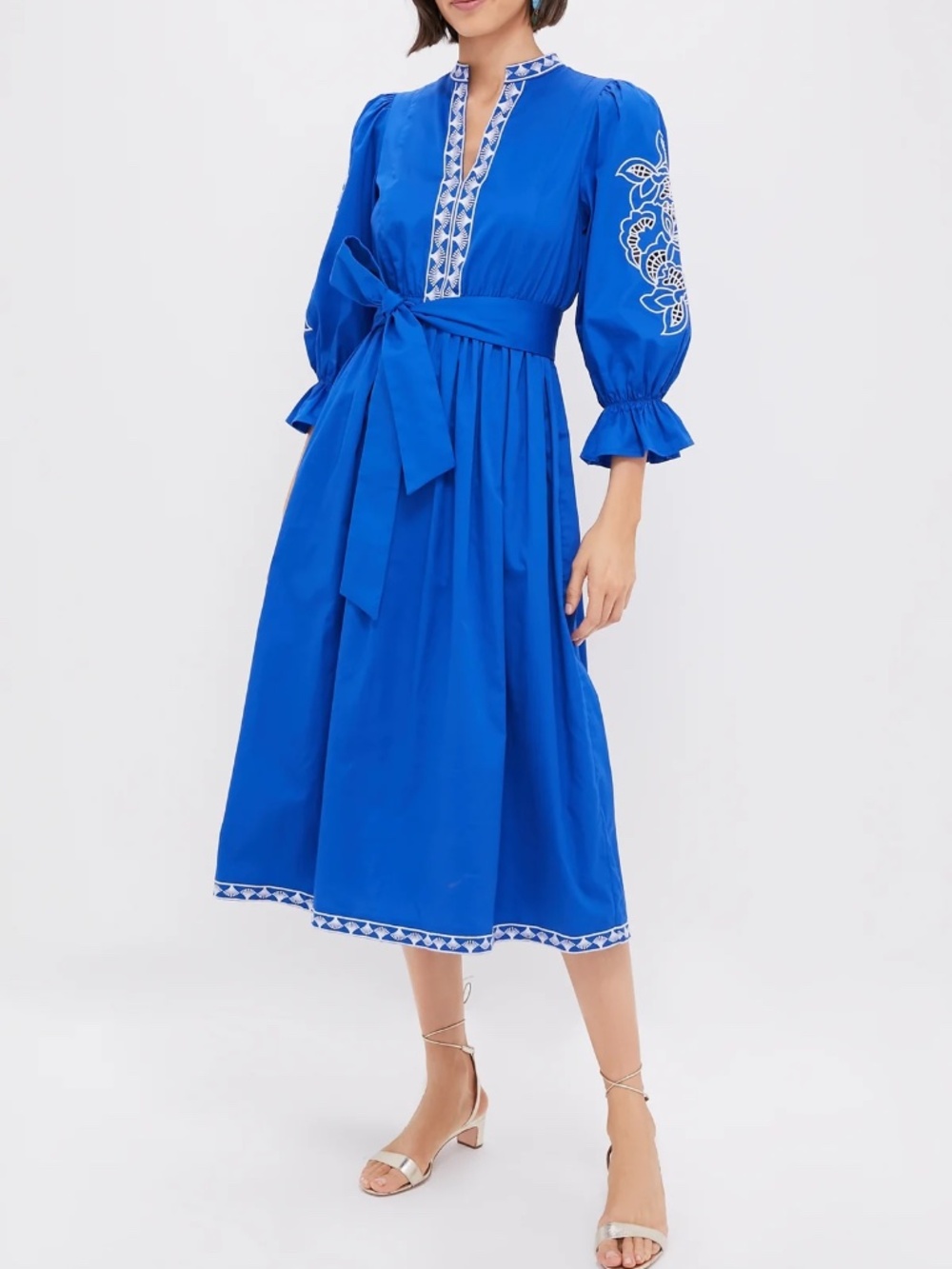 HYACINTH HOUSE/TUCKERNUCK Royal Blue with Blue Embroidery Dowling Midi Dress- S